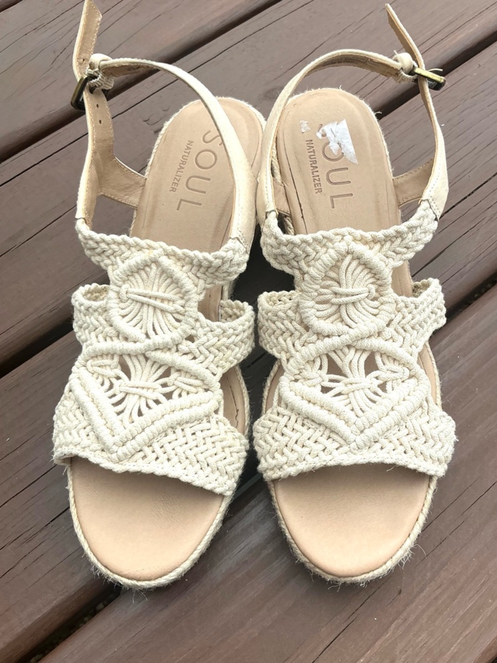 Naturalizer Cream Macramé Wedge Sandals🌷🌷